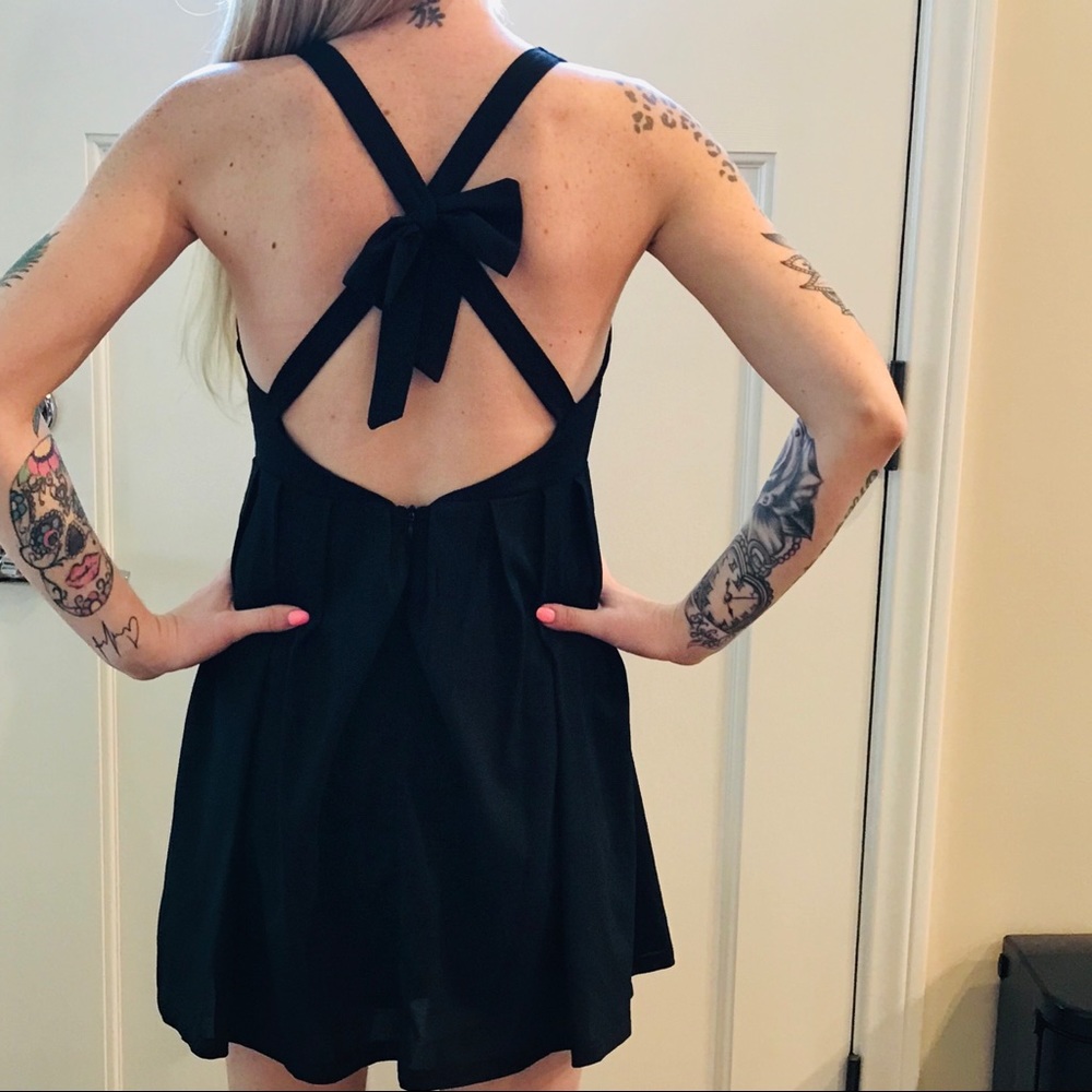 Tea & Cup Little Black Dress with Bow